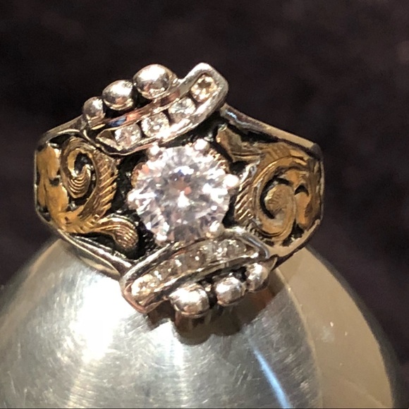 💥New Gorgeous Bob Berg Stamped CZ .925 & 10K Ring - Picture 3 of 8
